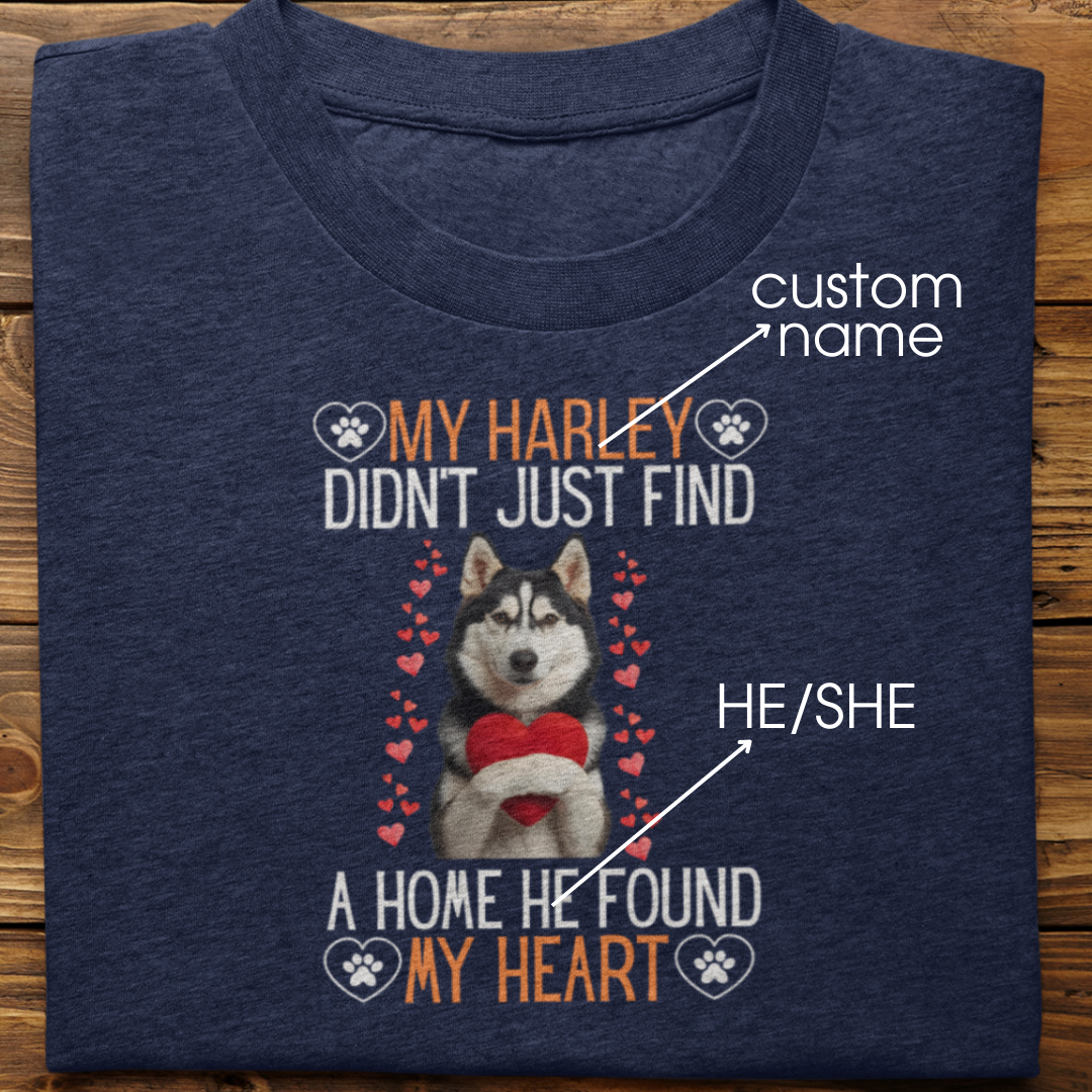 Husky : He Found My Heart Tshirt Unisex(Black)