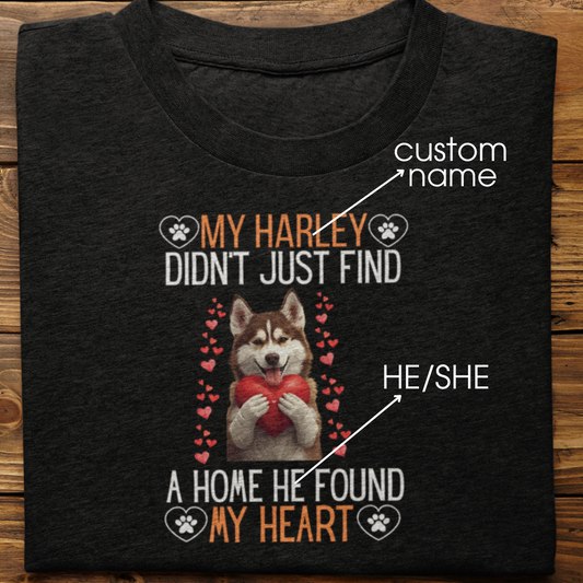 Husky : He Found My Heart Tshirt Unisex(Brown)