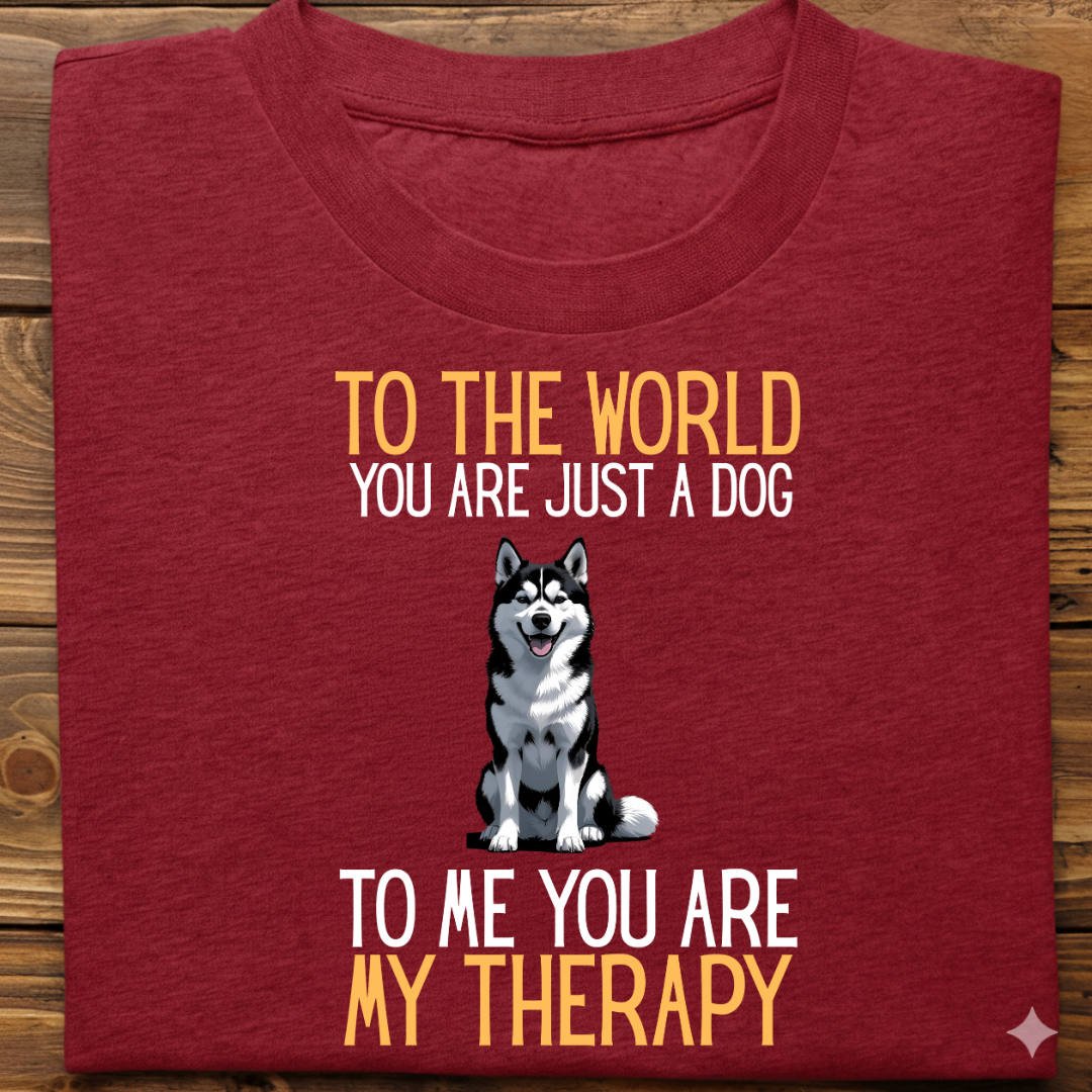 Husky : Just a Dog World Therapy Tshirt Unisex(Black)