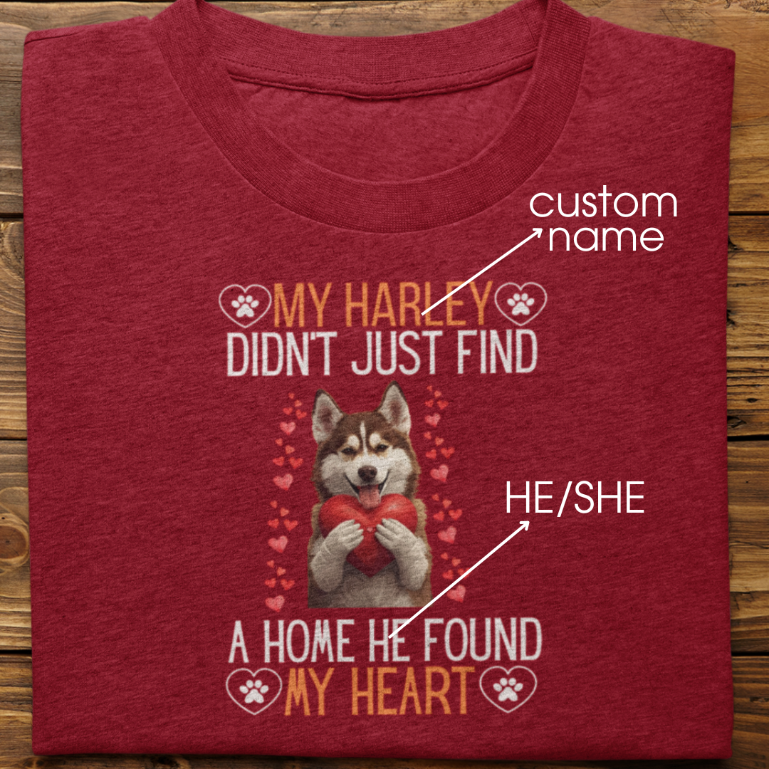 Husky : He Found My Heart Tshirt Unisex(Brown)