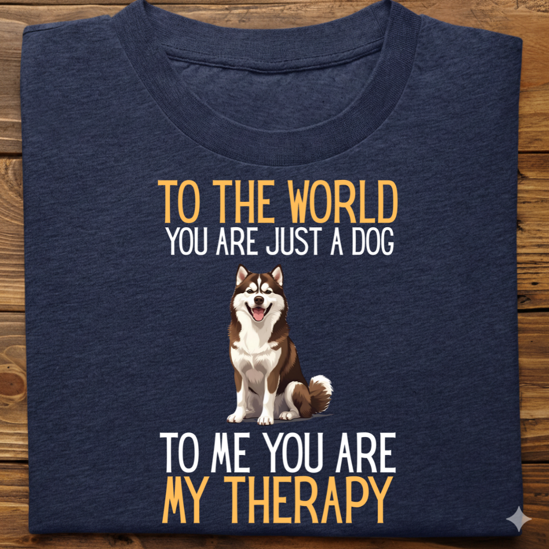 Husky : Just a Dog World Therapy Tshirt Unisex(Brown)