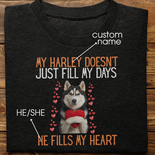 Husky : He Fills My Heart Tshirt Unisex(Black)
