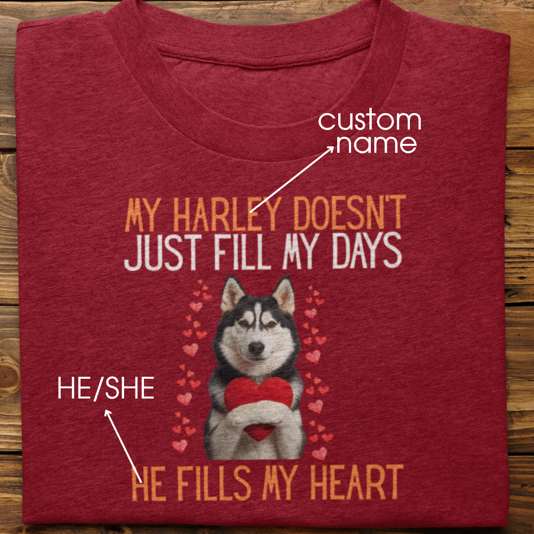 Husky : He Fills My Heart Tshirt Unisex(Black)