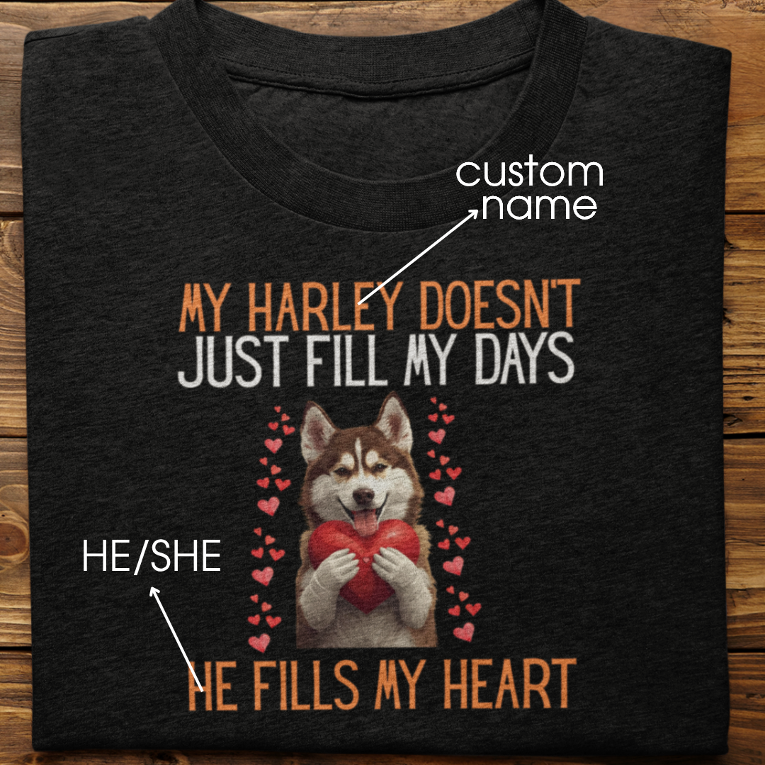 Husky : He Fills My Heart Tshirt Unisex(Brown)