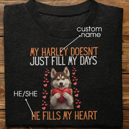 Husky : He Fills My Heart Tshirt Unisex(Brown)