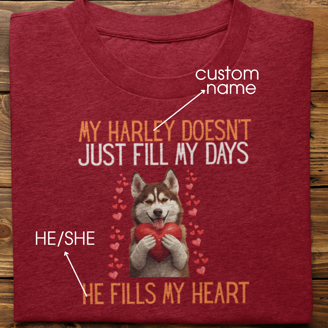 Husky : He Fills My Heart Tshirt Unisex(Brown)