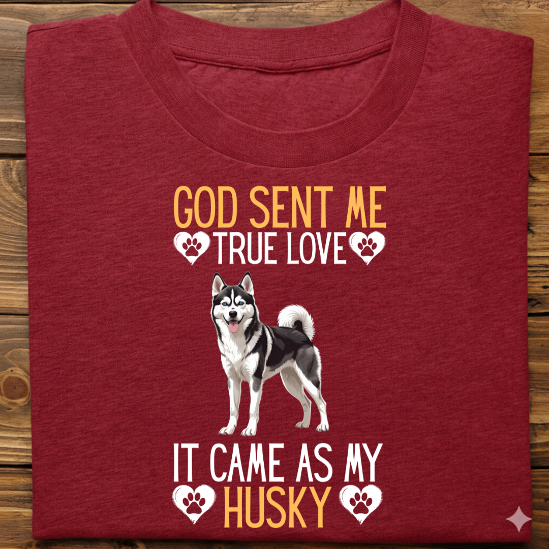 Husky : God Sent Me Tshirt Unisex(Black)