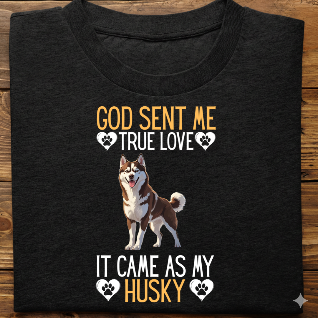 Husky : God Sent Me Tshirt Unisex(Brown)