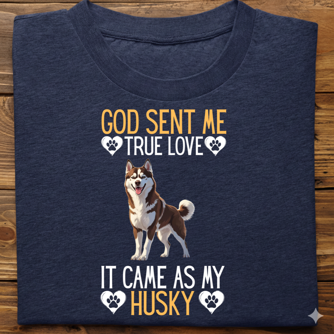 Husky : God Sent Me Tshirt Unisex(Brown)