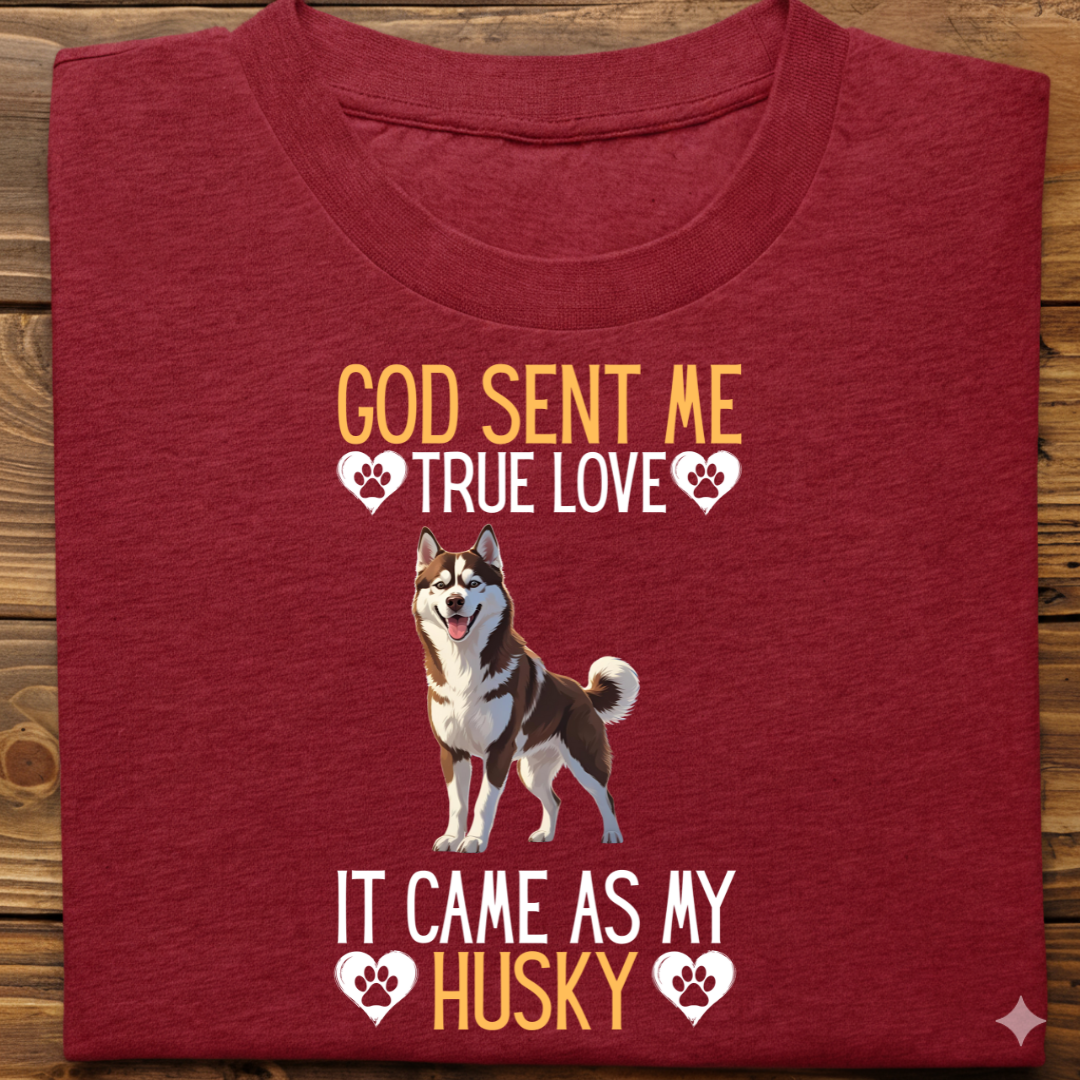 Husky : God Sent Me Tshirt Unisex(Brown)
