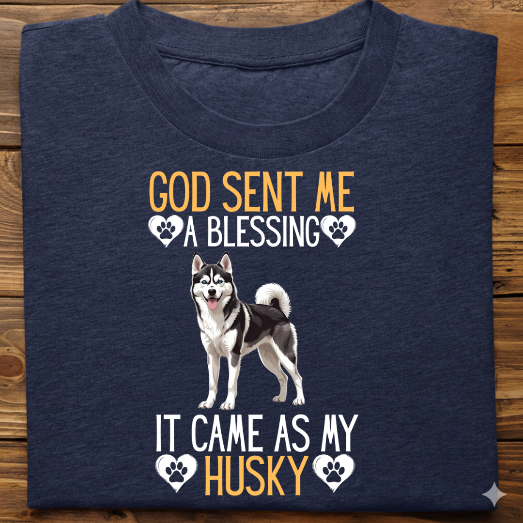 Husky : God Sent Blessing Tshirt Unisex(Black)