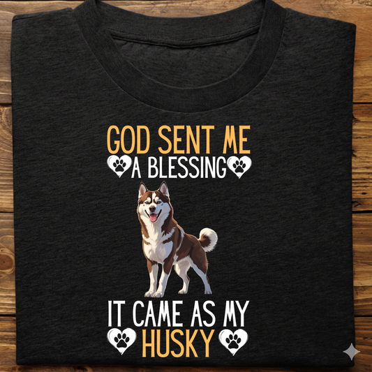 Husky : God Sent Blessing Tshirt Unisex(Brown)
