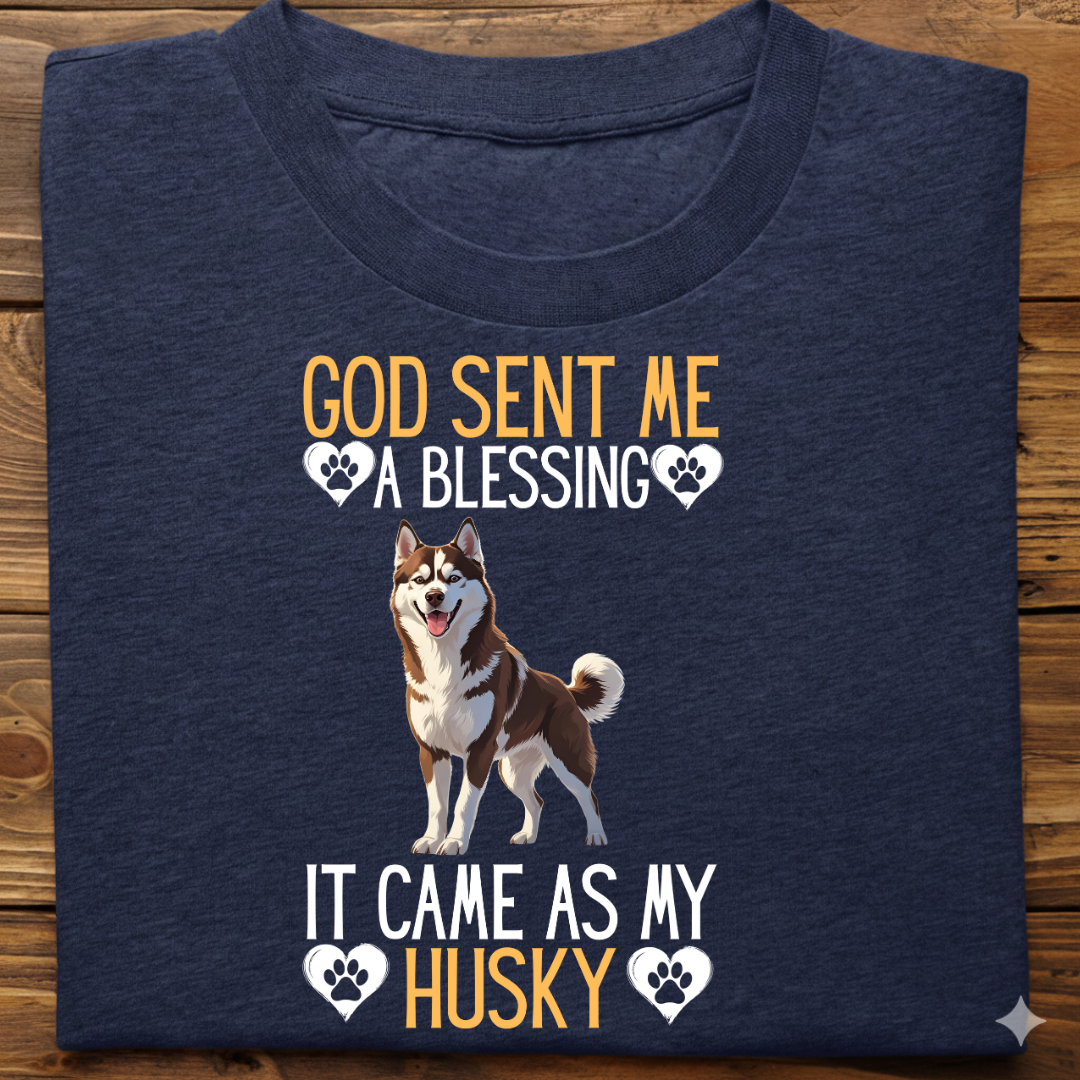 Husky : God Sent Blessing Tshirt Unisex(Brown)