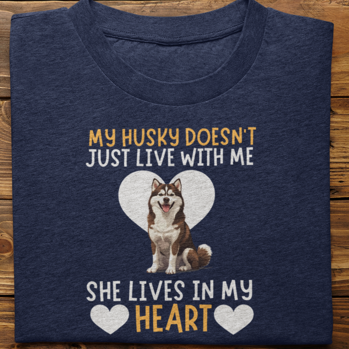 Husky : My Husky Doesn't Just Live Tshirt Unisex(Brown-She)