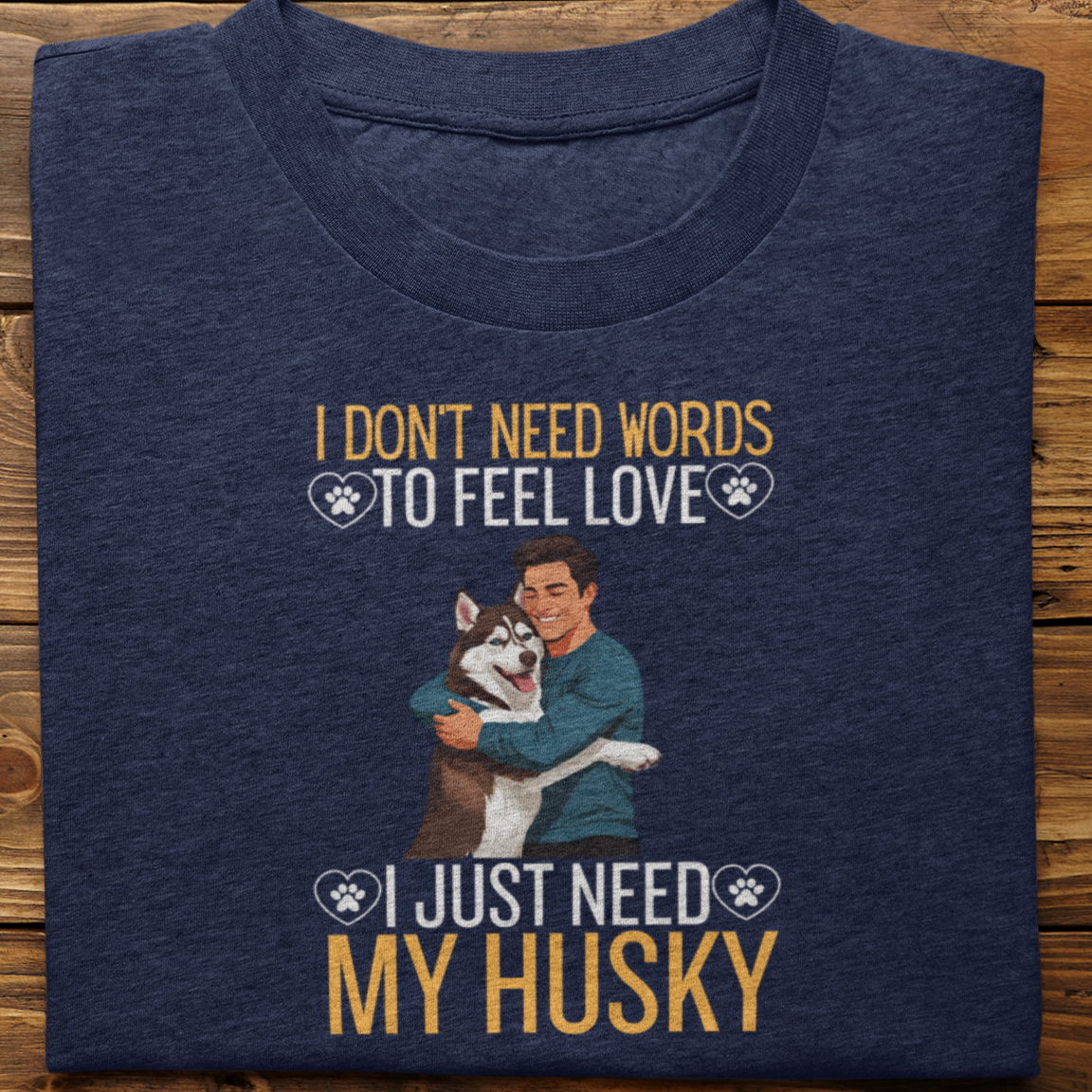Husky : I Don't Need Words Tshirt Unisex(Brown-He)