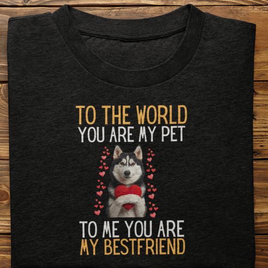 Husky : To The World Bestfriend Tshirt Unisex(Black)