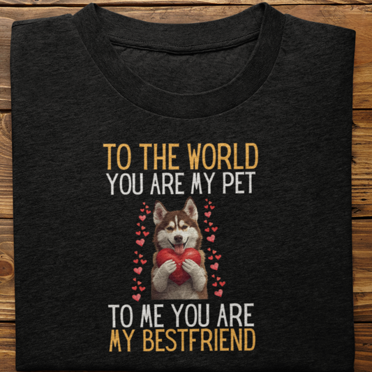 Husky : To The World Bestfriend Tshirt Unisex(Brown)