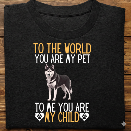 Husky : To The World Child Tshirt Unisex(Black)