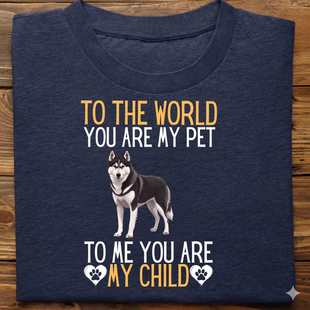 Husky : To The World Child Tshirt Unisex(Black)
