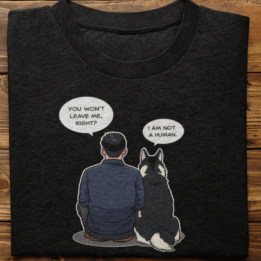 Husky : I Am Not A Human Tshirt Unisex(Black-Male)