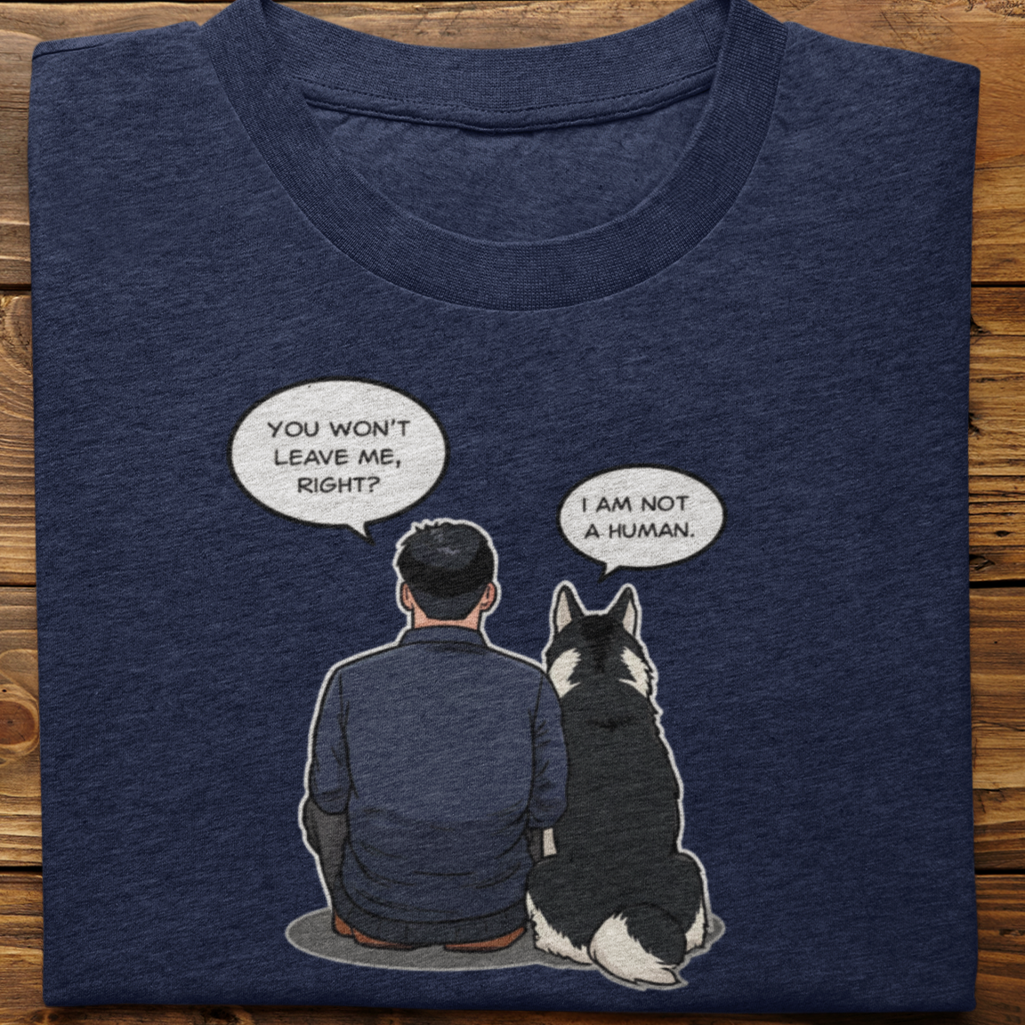 Husky : I Am Not A Human Tshirt Unisex(Black-Male)