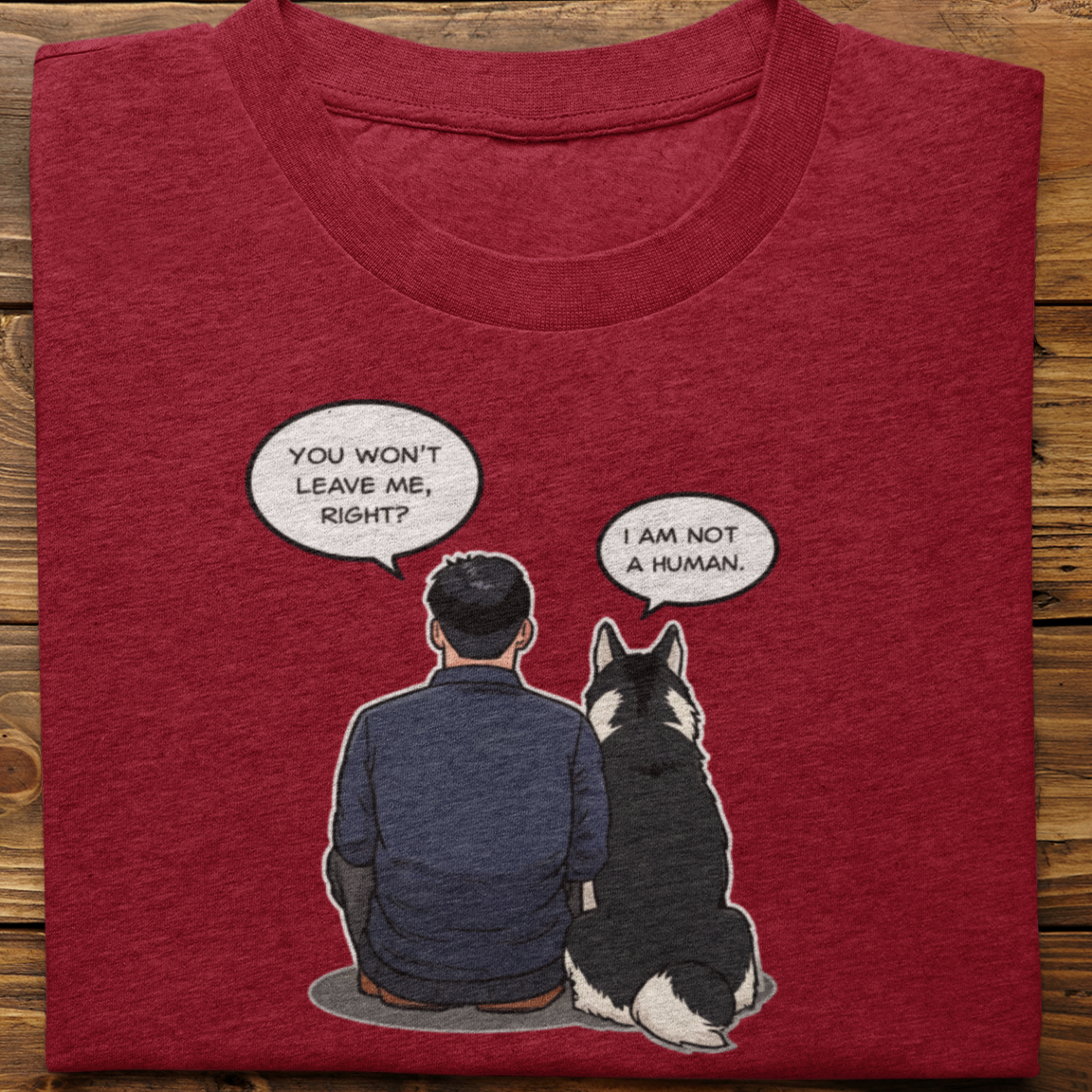 Husky : I Am Not A Human Tshirt Unisex(Black-Male)