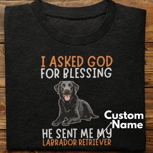 Labrador :  I Asked God For Blessing Tshirt Unisex (Black-Custom)