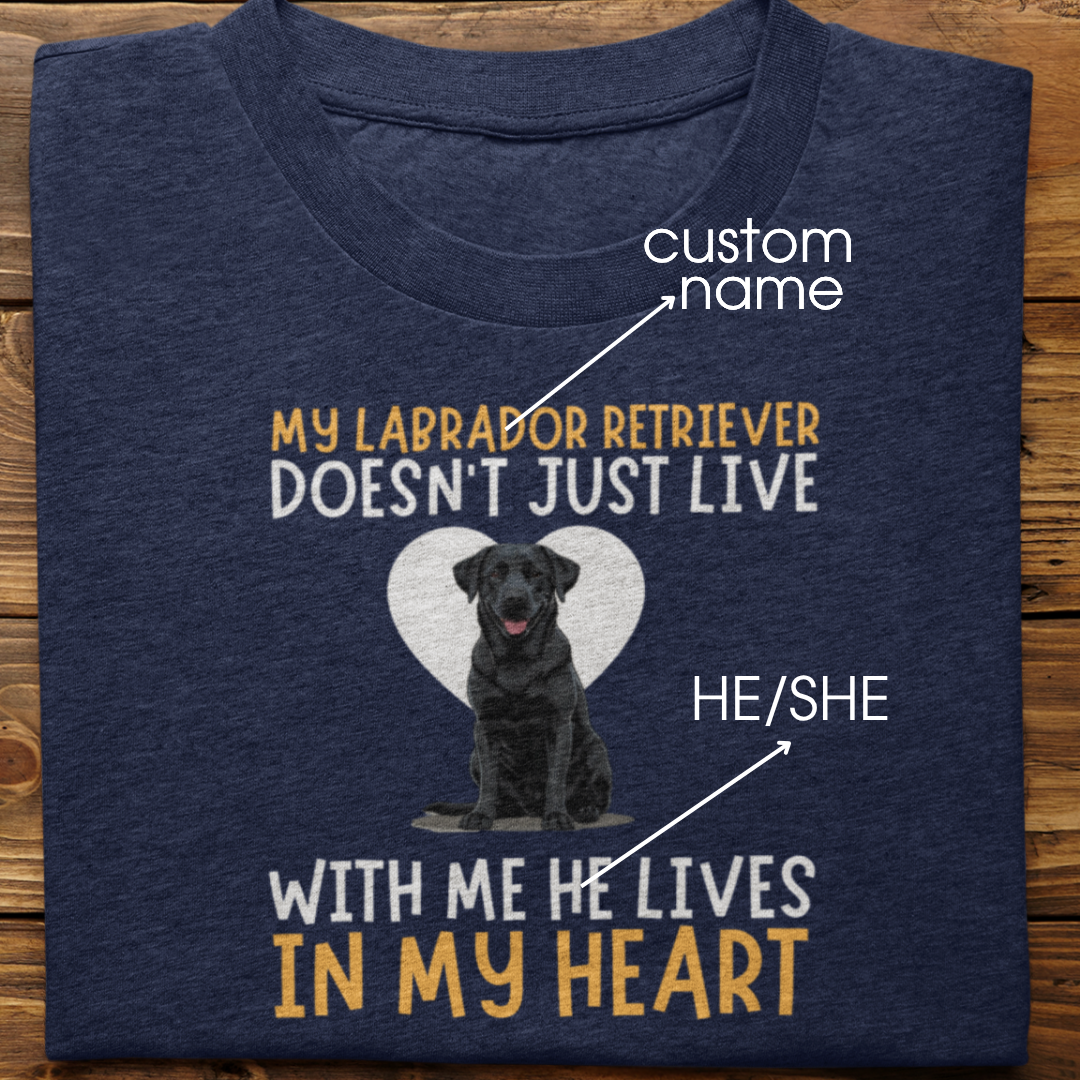 Labrador Retriever : My Labrador Retriever Doesn't Just Live Tshirt Unisex(Black)