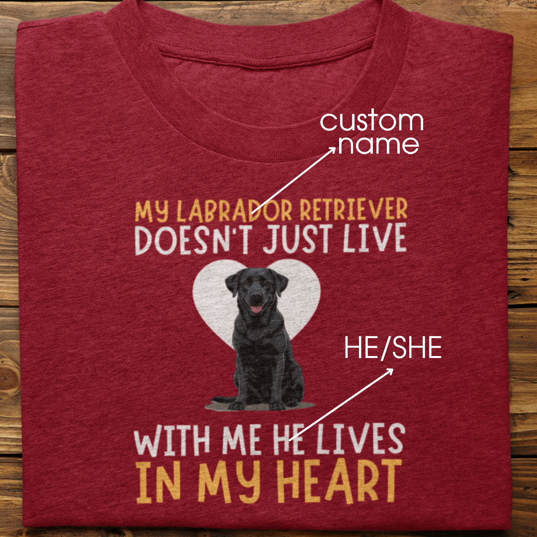 Labrador Retriever : My Labrador Retriever Doesn't Just Live Tshirt Unisex(Black)