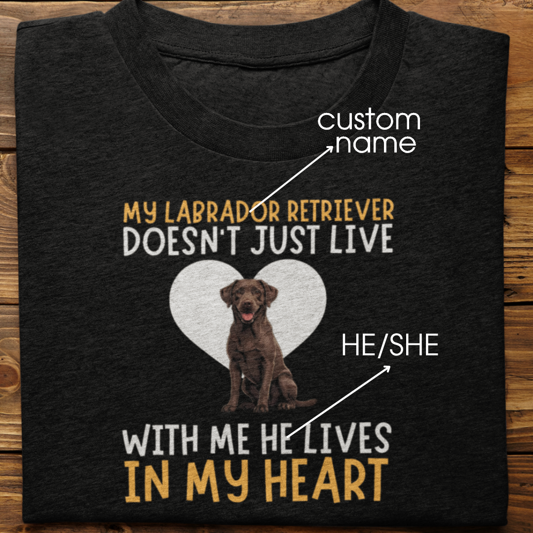 Labrador Retriever : My Labrador Retriever Doesn't Just Live Tshirt Unisex(Brown)