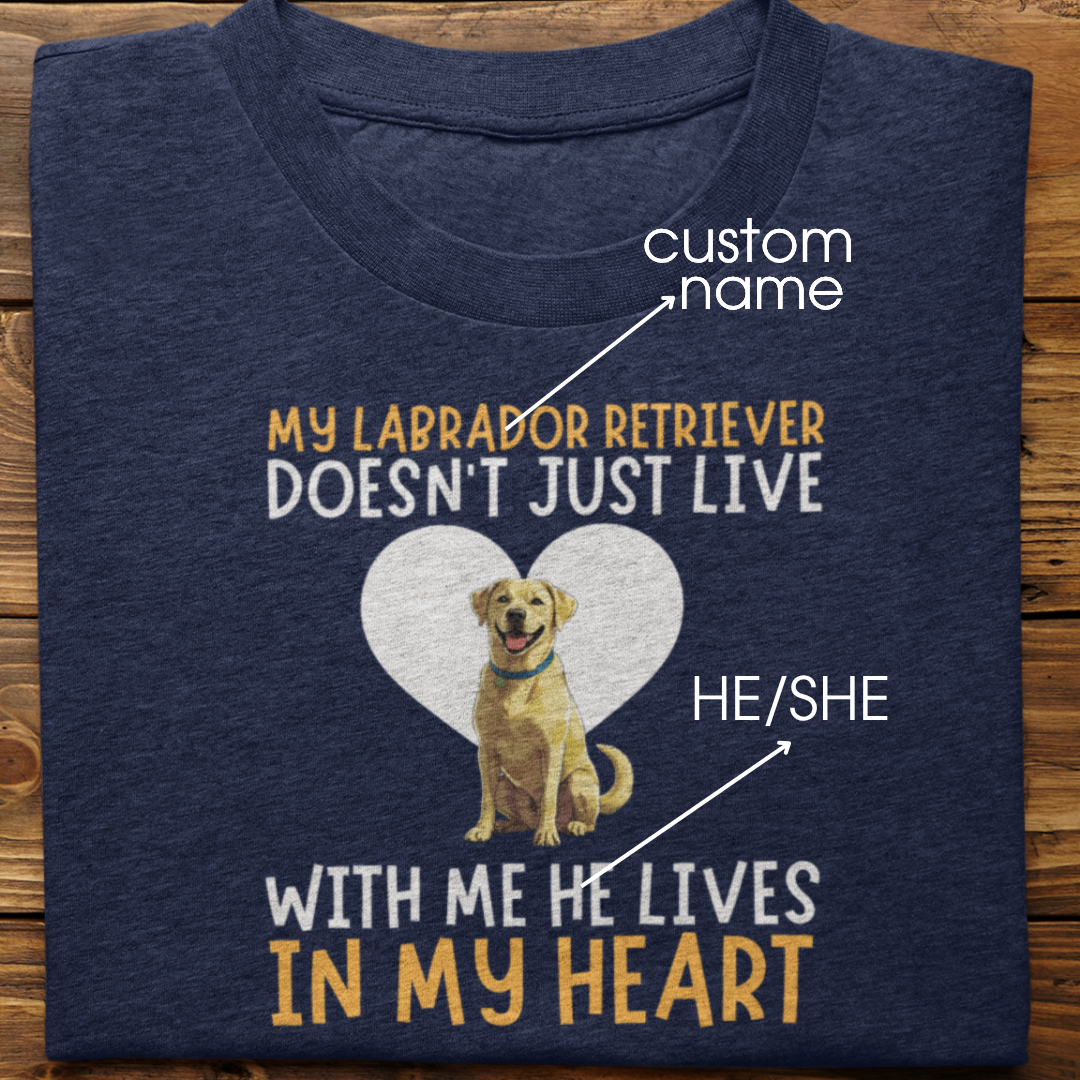 Labrador Retriever : My Labrador Retriever Doesn't Just Live Tshirt Unisex(Yellow)