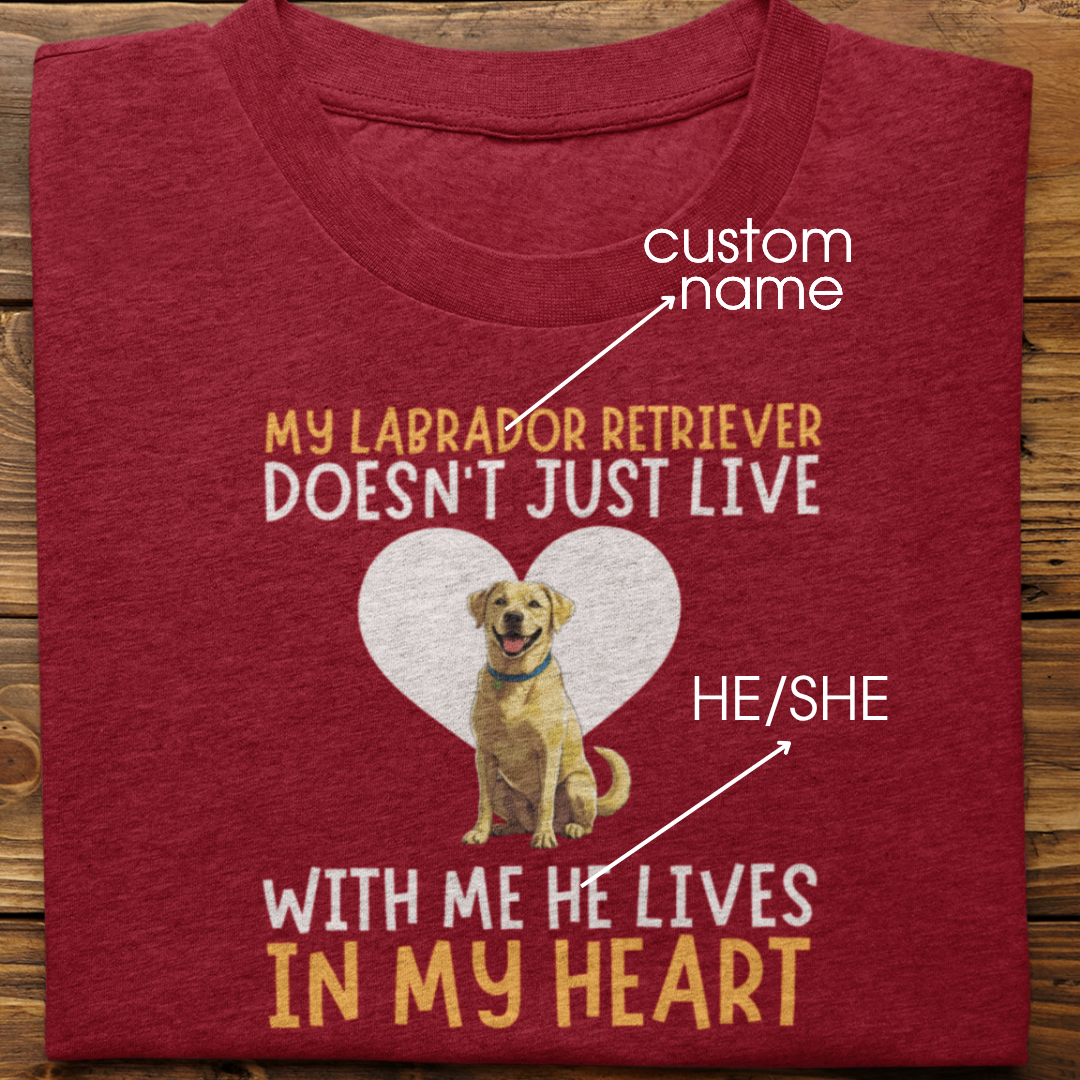 Labrador Retriever : My Labrador Retriever Doesn't Just Live Tshirt Unisex(Yellow)