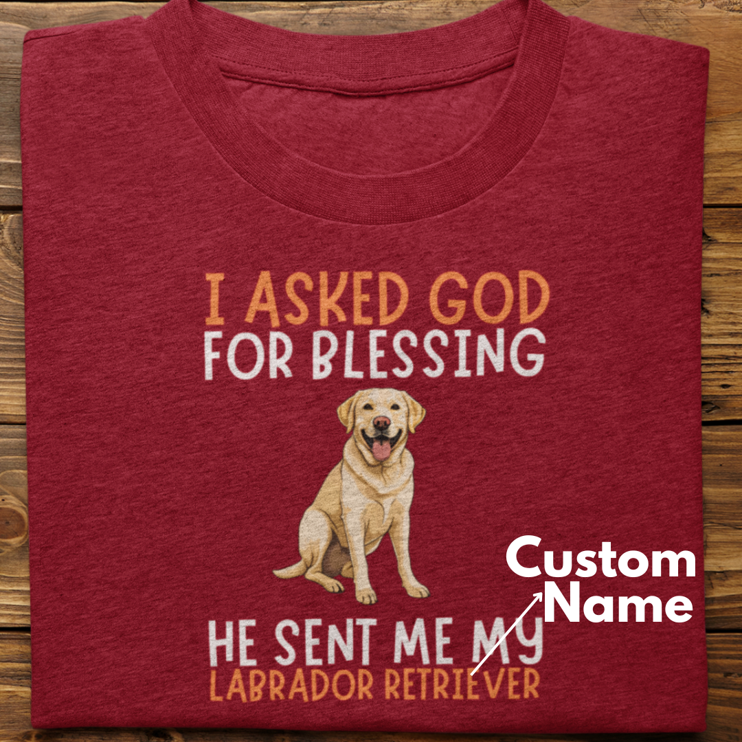 Labrador : I Asked God For Blessing Tshirt Unisex(yellow-Custom)