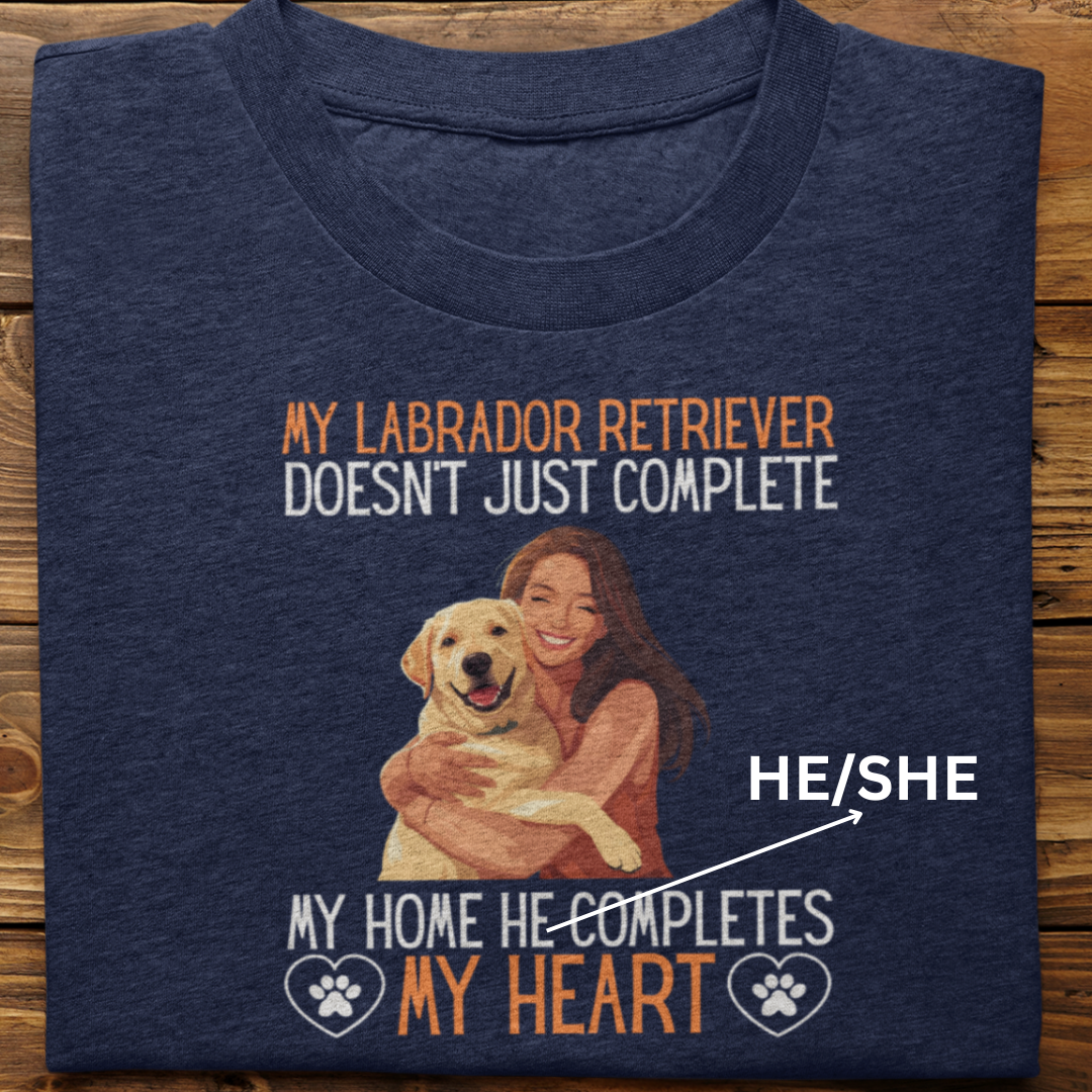 Labrador Retriever : My Labrador Completes My Heart Tshirt Unisex(Yellow-Female)