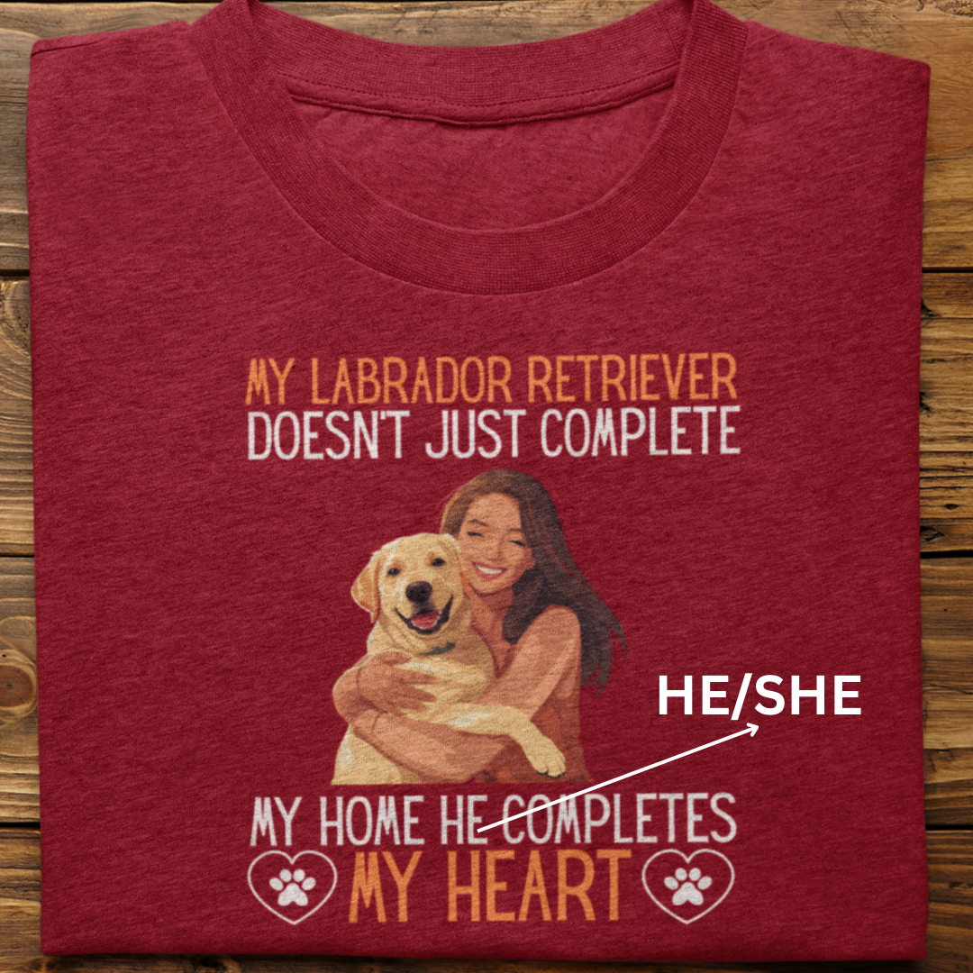 Labrador Retriever : My Labrador Completes My Heart Tshirt Unisex(Yellow-Female)