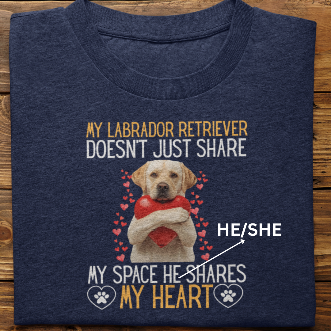 Labrador Retriever : Shares My Heart Tshirt Unisex(White)