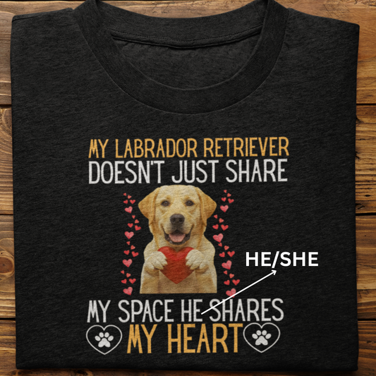 Labrador Retriever : Shares My Heart Tshirt Unisex(Yellow)