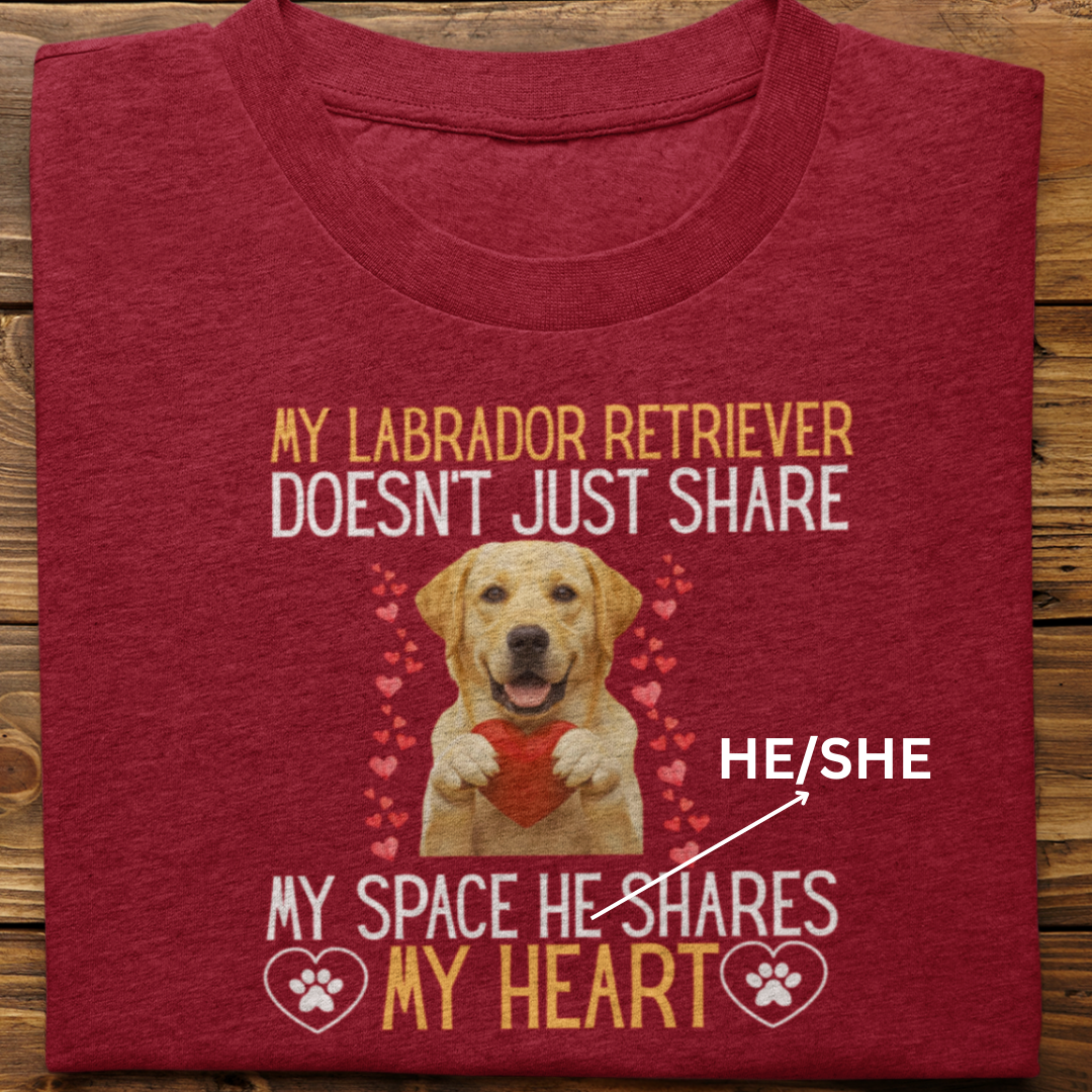 Labrador Retriever : Shares My Heart Tshirt Unisex(Yellow)