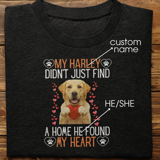 Labrador Retriever : He Found My Heart Tshirt Unisex (Yellow)