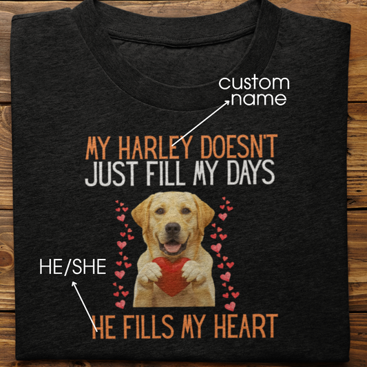 Labrador Retriever : He Fills My Heart Tshirt Unisex(Yellow)
