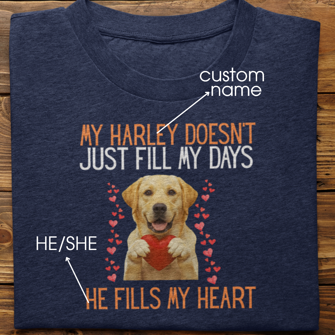 Labrador Retriever : He Fills My Heart Tshirt Unisex(Yellow)