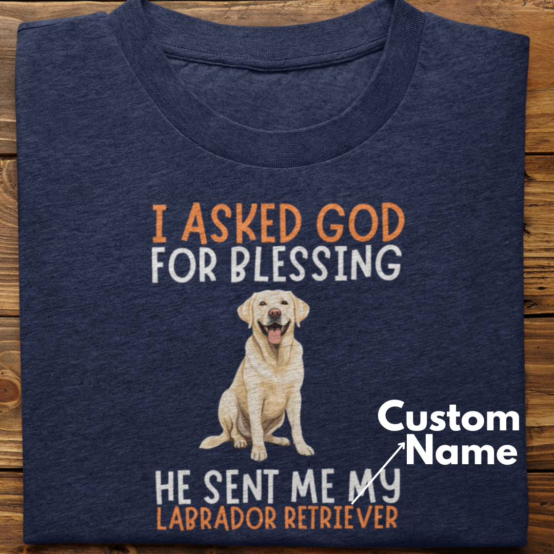 Labrador :  I Asked God For Blessing Tshirt Unisex (White-Custom)