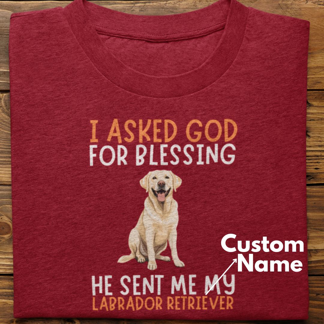 Labrador :  I Asked God For Blessing Tshirt Unisex (White-Custom)