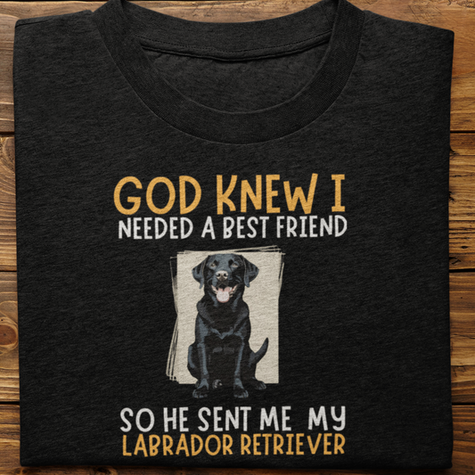 Labrador : God Knew I Needed Best Friend Tshirt Unisex(Black)