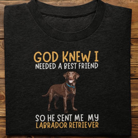 Labrador : God Knew I Needed Best Friend Tshirt Unisex(Brown)