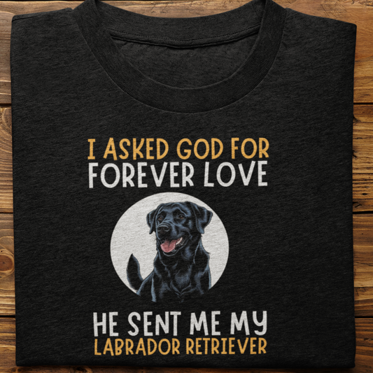 Labrador : I asked God for Forever love Tshirt Unisex(Black)