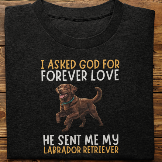 Labrador : I asked God for Forever love Tshirt Unisex(Brown)