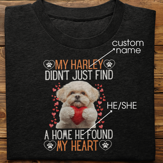 Lhasa Apso : He Found My Heart Tshirt Unisex