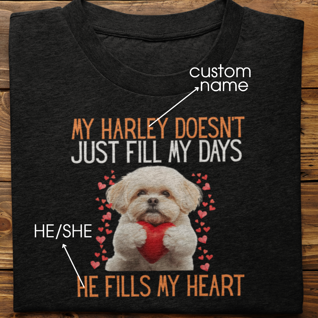 Lhasa Apso : He Fills My Heart Tshirt Unisex