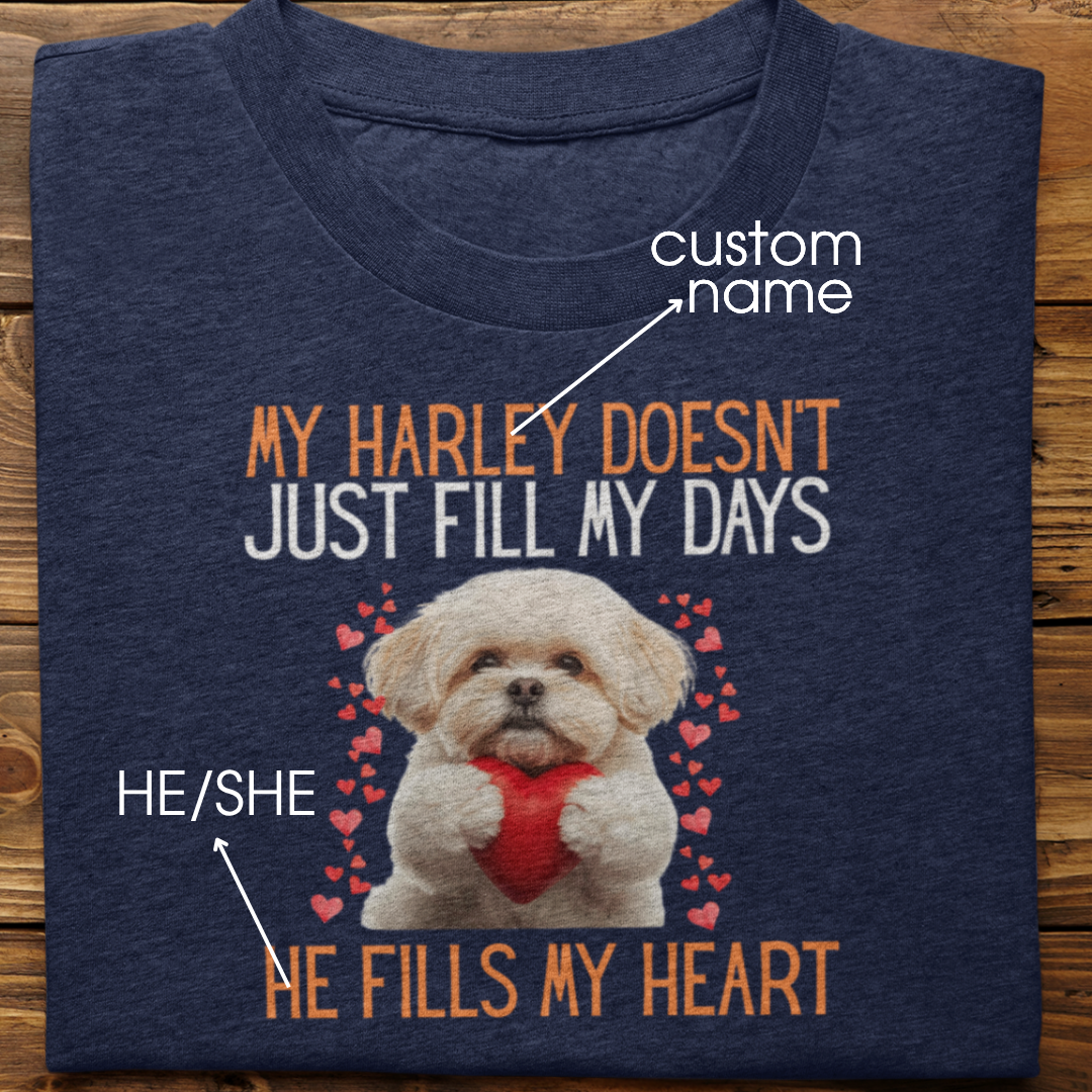 Lhasa Apso : He Fills My Heart Tshirt Unisex